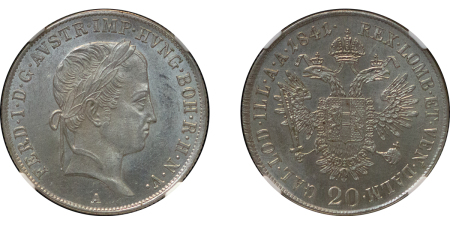 Austria. Ferdinand I AR 20 Kreuzers. 1841A. 