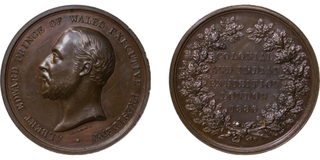 India & Great Britain. Colonial & Indian Exhibition in London Æ Medallion. 1886. 