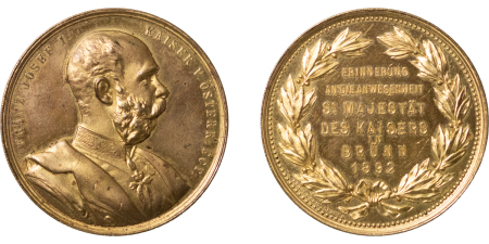Austria. Franz Josef I Æ Medallion for visit to Bruun. 1892. 