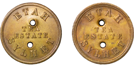 India. Sylhet BR 2 Annas Tea Plantation Token. Circa 1889-1900. 