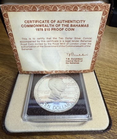Bahamas, British Commonwealth. Elizabeth II AR Proof Ten Dollars. 1978. 