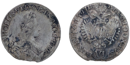 Austrian Empire. Karl IV AR 6 Kreuzers. 1718. 