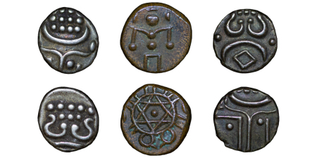India, Princely States. Travancore lot of 3x Coins. 1800-1881.