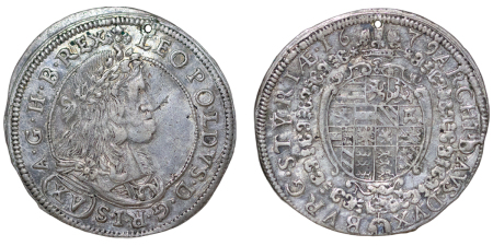 Austrian Empire. Leopold I AR 15 Kreuzers. 1679 I.A.N.