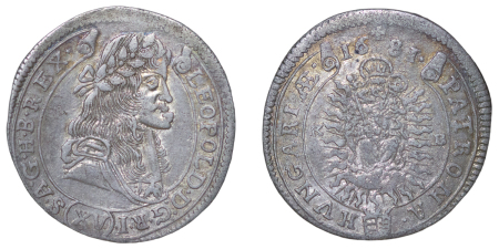 Hungary. Leopold I AR 15 Kreuzers. 1681 KB. 