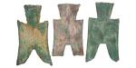 China. Lot of 3x Spade or Hoe Money. Two variants of the Flat handled variety, with pointed shoulders and square shoulders. Values are from the state of Han and State of Zhao periods (403-230BC).