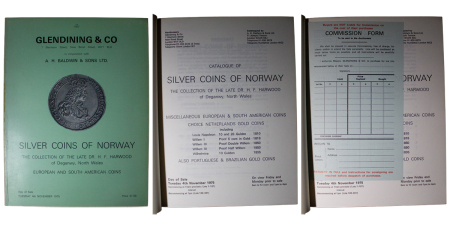 Great Britain. Numismatic Literature. Glendining & Co in conjunction with A.H. Baldwin & Sons, a catalogue of the The Silver Coins of Norway. 1975.