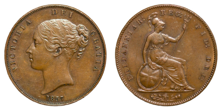 Great Britain. Victoria CU Penny. 1857. 