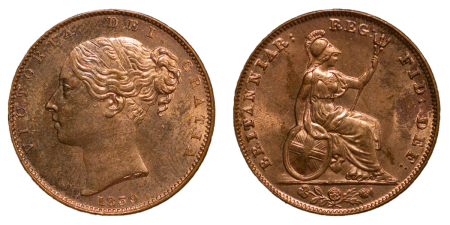 Great Britain. Victoria CU Farthing. 1839. 