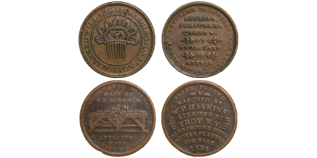 United States. Lot of 2x Hard Times CU Cent Tokens. 1834-57. 