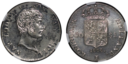 Netherlands, Kingdom of Holland. Louis Napoleon Bonaparte AR 50 Stuivers. 1808. 