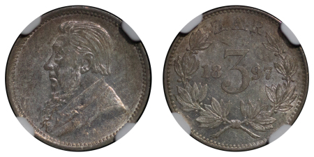 South Africa. Paul Kruger AR Threepence. 1897. 