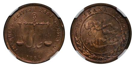 British Imperial East Africa, Mombasa. Victoria CU Pice. 1888 CM. 