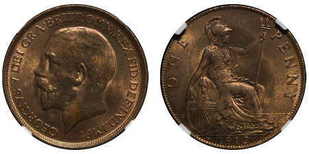 Great Britain. George V Æ Penny. 1912H (Heaton). 