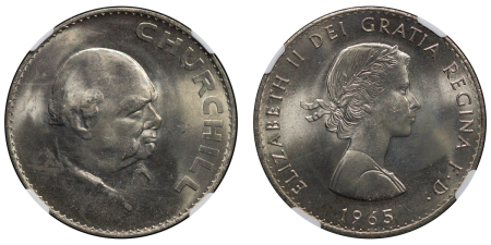 Great Britain. Elizabeth II Cu Ni Five Shillings Winston Churchill Commemorative. 1965. 
