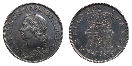 Great Britain. Oliver Cromwell AR Crown. 1658/7. 