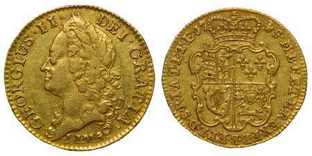 Great Britain. George II AU Guinea, Lima. 1745. 