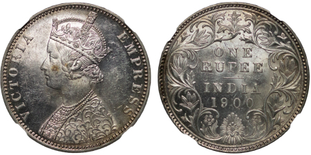 India, British Colonial. Victoria AR Rupee. 1900B.