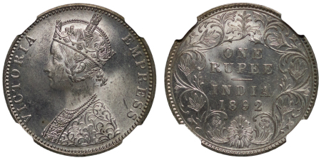 India, British Colonial. Victoria AR Rupee. 1892B.