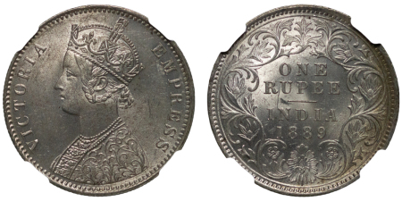 India, British Colonial. Victoria AR Rupee. 1889C. 