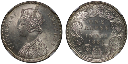 India, British Colonial. Victoria AR Rupee. 1885C.