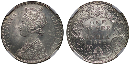 India, British Colonial. Victoria AR Rupee. 1882B. 