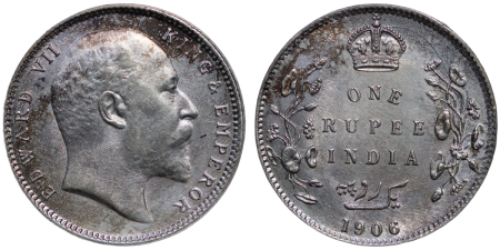 India, British Colonial. Edward VII AR Rupee. 1906. 