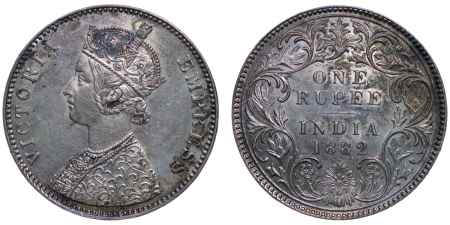 India, British Colonial. Victoria AR Rupee. 1882. 