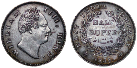 India, British Colonial. William IV AR Half Rupee. 1835. 