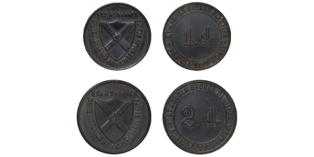 South Africa, British Central Africa (Malawi). Victoria & Edward VII set of 2x Vulcanite 1d. & 2d. Store tokens. 1890-1907. 