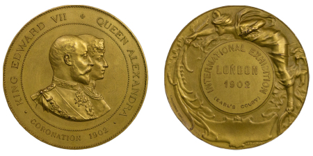 Great Britain. Edward VII Gilt Æ Medallion, International Exhibition at Earls Court, for the Coronation. 1902. 
