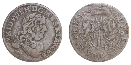 German States, Brandenburg-Prussia. Freidrich Wilhelm I AR 6 Groschen. 1682HS. 