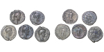 Ancient Rome. Lot of 5x AR Denarius. L.Verus, M.Aurelius etc. 130-190AD.