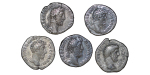 Ancient Rome. Lot of 5x AR Denarius. L.Verus, M.Aurelius etc. 130-190AD.