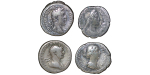 Ancient Rome. Lot of 4x AR Denarius. Trajan, Commodus,
