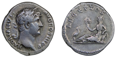 Hadrian AR Aegyptos Denarius. 130-133AD.