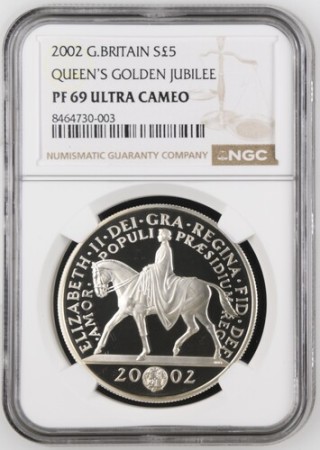 Great Britain. Queen Elizabeth II AR Golden Jubilee Proof £5. 2002.