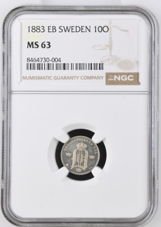 Sweden. Oscar II AR 10 Ore. 1883EB.