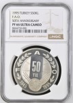 Turkey. F.A.O 50th Anniversary AR Proof 50'000 Lira. 1995.