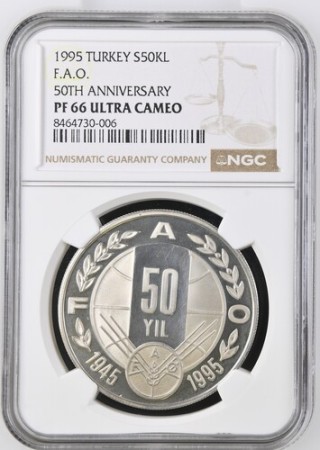 Turkey. F.A.O 50th Anniversary AR Proof 50'000 Lira. 1995. 