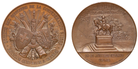 Switzerland. Geneva, Society of Confederation Officers meeting in Geneva Æ Medallion. 1892. 