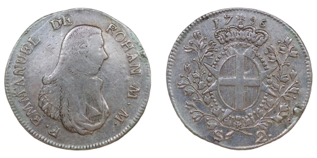 Malta. F. Emanuel de Rohan AR 2 Scudi. 1796. 