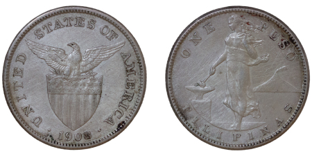 Philippines, Insular Government. Silver Peso. 1908S. 