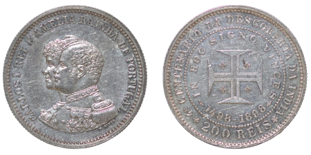 Portugal. Carlos I AR 200 Reis. Discovery of India. 1898.