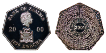 Zambia.. Republic CuNi Proof 1000 Kwacha, Calendar coin. 2000. 