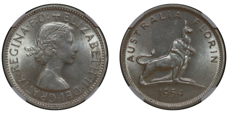 Australia, British Commonwealth. Elizabeth II AR Florin, Royal Visit. 1954. 