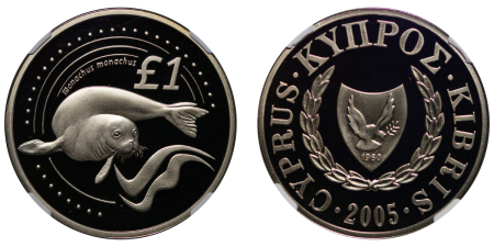 Cyprus. Monk Seal Cu Ni Proof Pound. 2005. 