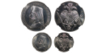 Cyprus. Archbishop Makarios AR Medallic £12 & £3 Pounds. Lot of two graded coins. 1974.