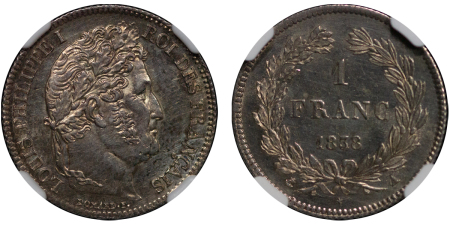 France. Louis Philippe I AR Franc. 1838A. (Paris).