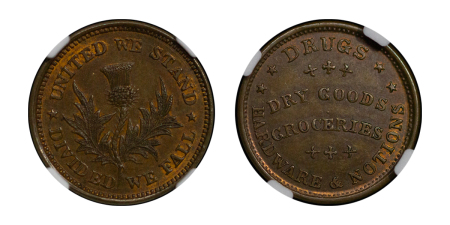 United States. Civil War CU Cent Token, "United We Stand. 1861-1865. 